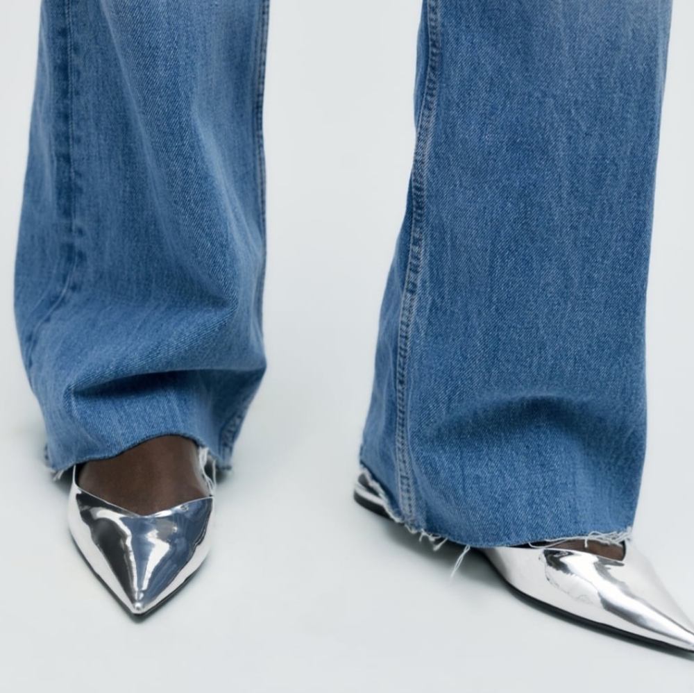 Zara Metallic Flat Slingbacks